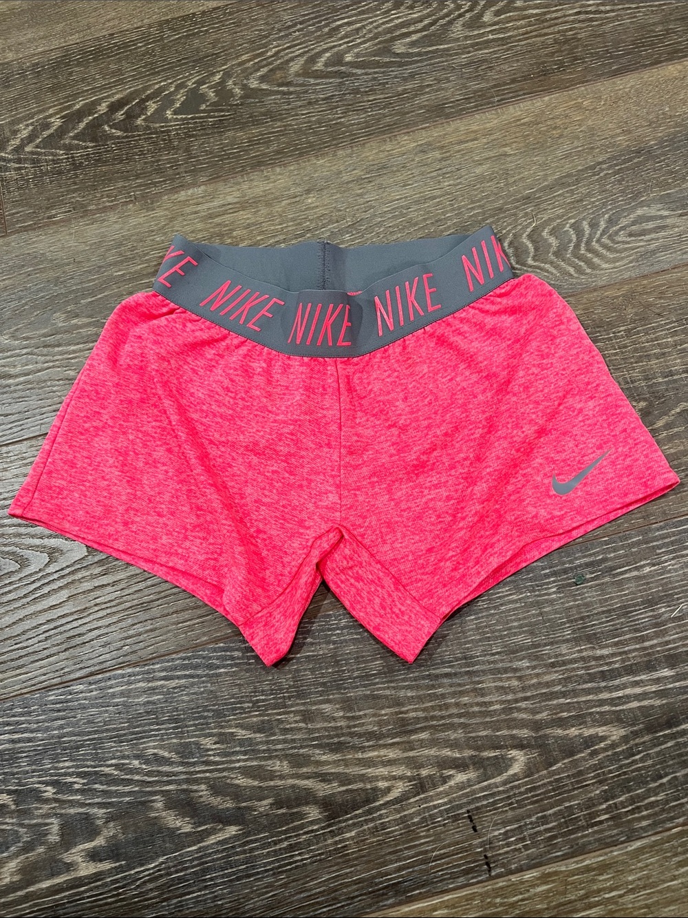 Nike Girls Hot Pink Shorts with Gray Nike Waistband